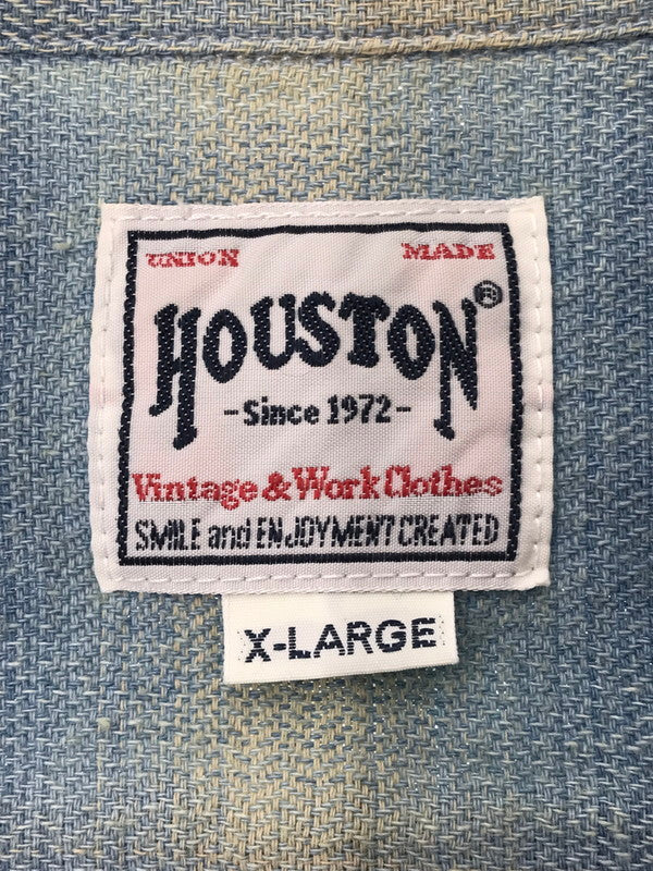 【中古品】【メンズ】 HOUSTON ヒューストン INDIGO HERRINGBONE OMBRE CHECK SHIRT 41164 インディゴ ヘリンボーン オンブレー チェックシャツ 長袖シャツ 145-260919-na-05-tagh サイズ：XL カラー：VINTAGE WASH 万代Net店