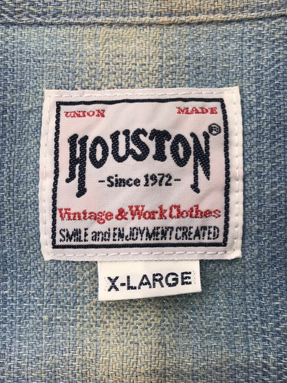 【中古品】【メンズ】 HOUSTON ヒューストン INDIGO HERRINGBONE OMBRE CHECK SHIRT 41164 インディゴ ヘリンボーン オンブレー チェックシャツ 長袖シャツ 145-260919-na-05-tagh サイズ：XL カラー：VINTAGE WASH 万代Net店