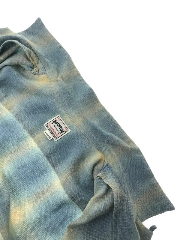 【中古品】【メンズ】 HOUSTON ヒューストン INDIGO HERRINGBONE OMBRE CHECK SHIRT 41164 インディゴ ヘリンボーン オンブレー チェックシャツ 長袖シャツ 145-260919-na-05-tagh サイズ：XL カラー：VINTAGE WASH 万代Net店