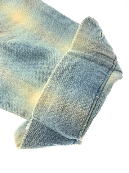 【中古品】【メンズ】 HOUSTON ヒューストン INDIGO HERRINGBONE OMBRE CHECK SHIRT 41164 インディゴ ヘリンボーン オンブレー チェックシャツ 長袖シャツ 145-260919-na-05-tagh サイズ：XL カラー：VINTAGE WASH 万代Net店