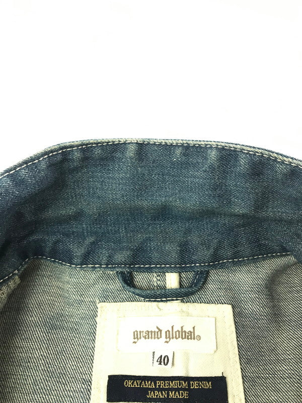 【中古品】【メンズ】 GRAND GLOBAL グランドグローバル OKAYAMA DENIM JACKET 岡山 デニムジャケット ライトアウター 145-261001-na-25-tagh サイズ：40 カラー：インディゴ 万代Net店