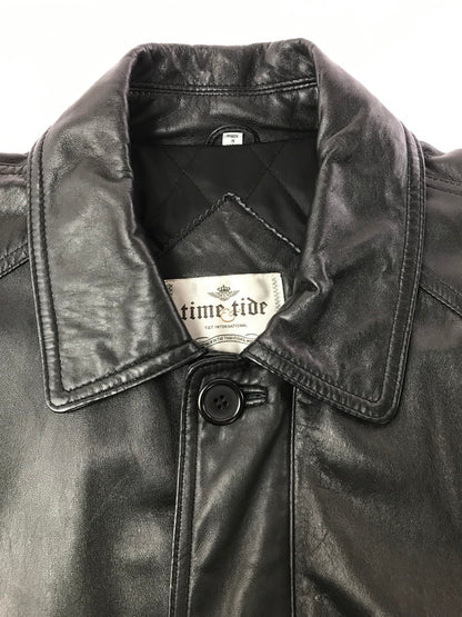 【中古品】【メンズ】 TIME&TIDE タイムアンドタイド LEATHER COAT TKK7316 レザーコート アウター 147-261025-na-06-tagh サイズ：L カラー：ブラック 万代Net店