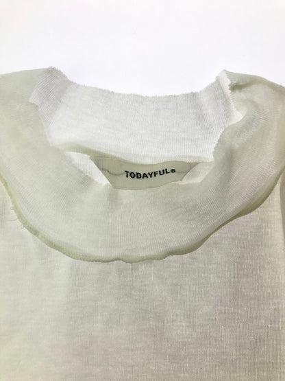 【中古品】【レディース】 TODAYFUL トゥデイフル SHEER CREWNECK LONG T-SHIRTS 12410608 シアー クルーネック ロング Tシャツ カットソー 170-260925-na-01-tagh サイズ：F カラー：ホワイト 万代Net店