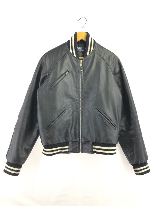 【中古品】【メンズ】 POLO BY RALPH LAUREN ポロバイラルフローレン 90's FULL ZIP LEATHER VARSITY JACKET KK-RL-CW-0203 インパクト21 パーカー 146-260930-rt-12-tagh サイズ：M カラー：ブラック 万代Net店