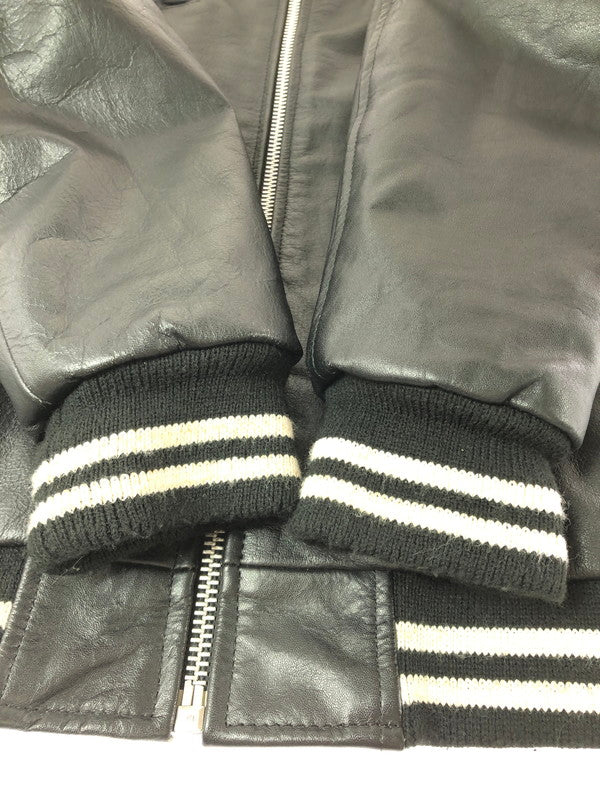 【中古品】【メンズ】 POLO BY RALPH LAUREN ポロバイラルフローレン 90's FULL ZIP LEATHER VARSITY JACKET KK-RL-CW-0203 インパクト21 パーカー 146-260930-rt-12-tagh サイズ：M カラー：ブラック 万代Net店