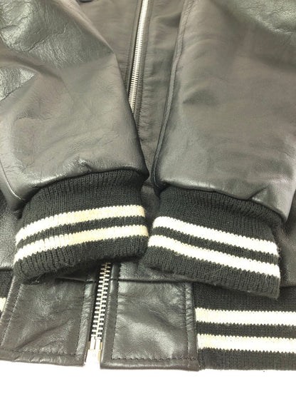 【中古品】【メンズ】 POLO BY RALPH LAUREN ポロバイラルフローレン 90's FULL ZIP LEATHER VARSITY JACKET KK-RL-CW-0203 インパクト21 パーカー 146-260930-rt-12-tagh サイズ：M カラー：ブラック 万代Net店
