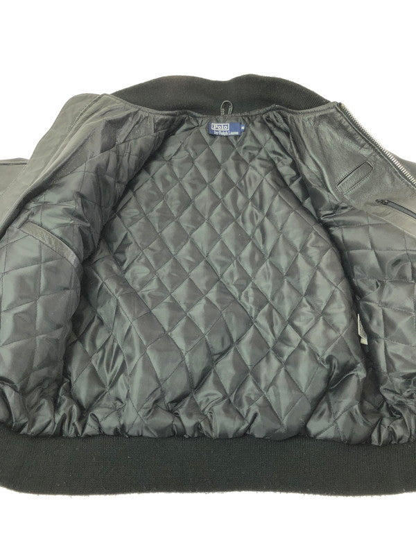 【中古品】【メンズ】 POLO BY RALPH LAUREN ポロバイラルフローレン 90's FULL ZIP LEATHER VARSITY JACKET KK-RL-CW-0203 インパクト21 パーカー 146-260930-rt-12-tagh サイズ：M カラー：ブラック 万代Net店