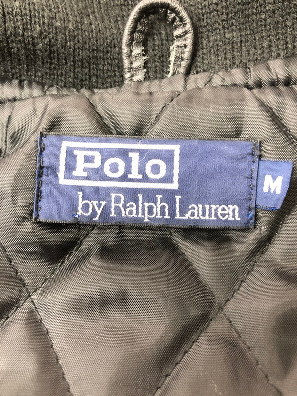 【中古品】【メンズ】 POLO BY RALPH LAUREN ポロバイラルフローレン 90's FULL ZIP LEATHER VARSITY JACKET KK-RL-CW-0203 インパクト21 パーカー 146-260930-rt-12-tagh サイズ：M カラー：ブラック 万代Net店