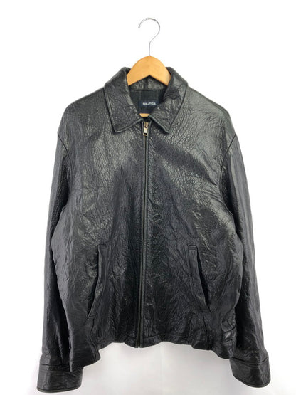 【中古品】【メンズ】 NAUTICA ノーティカ LINING WOOL FULL ZIP LEATHER JACKET ウールライニング フルジップ レザー ジャケット アウター 146-261002-rt-14-tagh サイズ：M カラー：ブラック 万代Net店