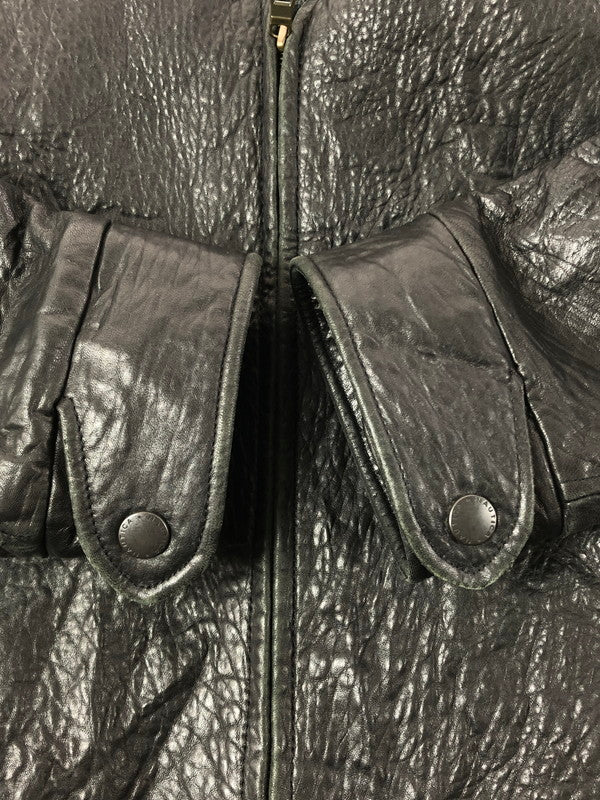 【中古品】【メンズ】 NAUTICA ノーティカ LINING WOOL FULL ZIP LEATHER JACKET ウールライニング フルジップ レザー ジャケット アウター 146-261002-rt-14-tagh サイズ：M カラー：ブラック 万代Net店
