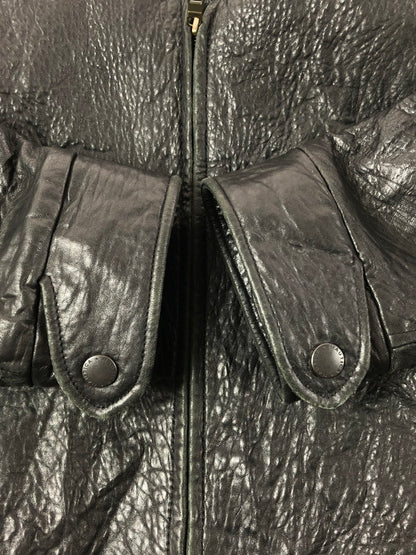 【中古品】【メンズ】 NAUTICA ノーティカ LINING WOOL FULL ZIP LEATHER JACKET ウールライニング フルジップ レザー ジャケット アウター 146-261002-rt-14-tagh サイズ：M カラー：ブラック 万代Net店