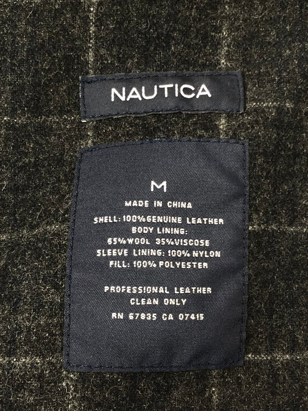 【中古品】【メンズ】 NAUTICA ノーティカ LINING WOOL FULL ZIP LEATHER JACKET ウールライニング フルジップ レザー ジャケット アウター 146-261002-rt-14-tagh サイズ：M カラー：ブラック 万代Net店