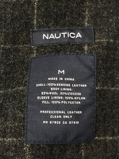 【中古品】【メンズ】 NAUTICA ノーティカ LINING WOOL FULL ZIP LEATHER JACKET ウールライニング フルジップ レザー ジャケット アウター 146-261002-rt-14-tagh サイズ：M カラー：ブラック 万代Net店