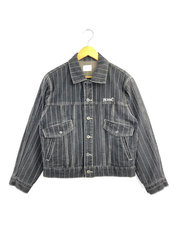 【中古品】【メンズ】 BLESS U ブレスユー BU STRIPE DENIM JACKET BU0129 ストライプ デニムジャケット ライトアウター 142-261001-na-20-tagh サイズ：S カラー：ブラック 万代Net店