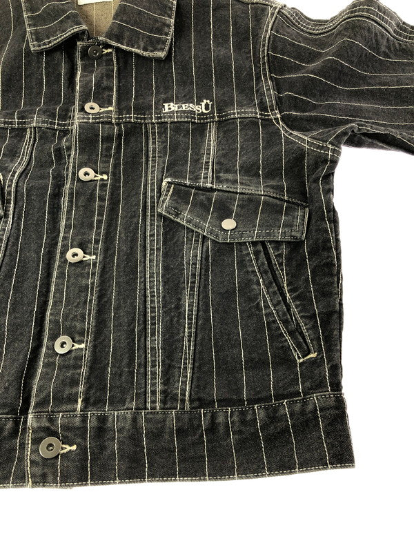 【中古品】【メンズ】 BLESS U ブレスユー BU STRIPE DENIM JACKET BU0129 ストライプ デニムジャケット ライトアウター 142-261001-na-20-tagh サイズ：S カラー：ブラック 万代Net店