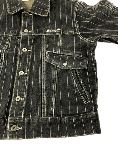【中古品】【メンズ】 BLESS U ブレスユー BU STRIPE DENIM JACKET BU0129 ストライプ デニムジャケット ライトアウター 142-261001-na-20-tagh サイズ：S カラー：ブラック 万代Net店