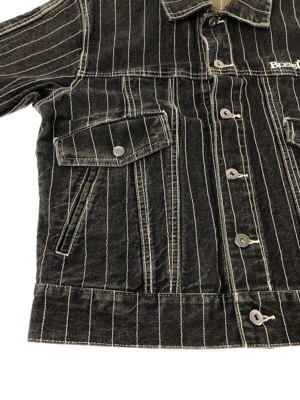 【中古品】【メンズ】 BLESS U ブレスユー BU STRIPE DENIM JACKET BU0129 ストライプ デニムジャケット ライトアウター 142-261001-na-20-tagh サイズ：S カラー：ブラック 万代Net店