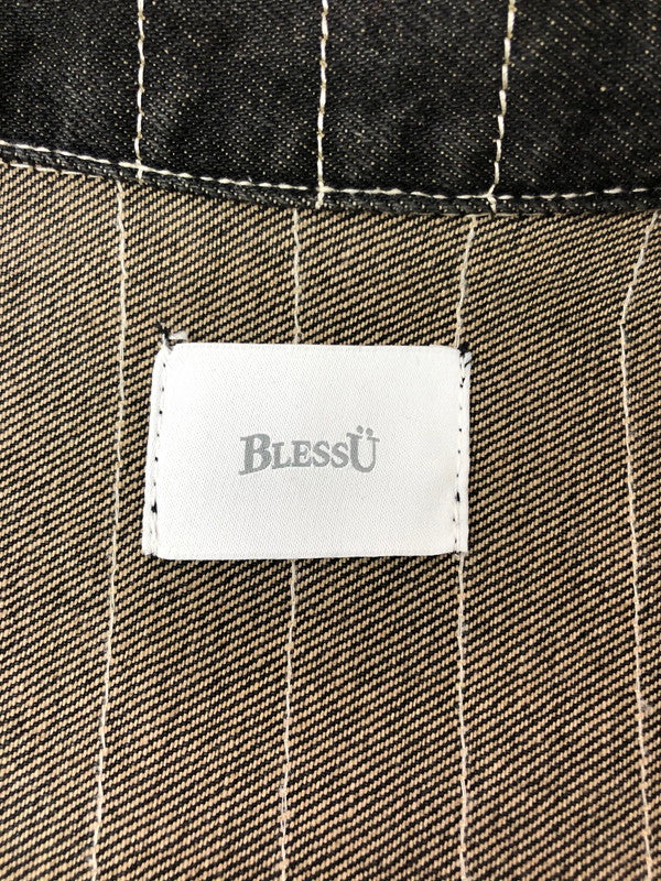 【中古品】【メンズ】 BLESS U ブレスユー BU STRIPE DENIM JACKET BU0129 ストライプ デニムジャケット ライトアウター 142-261001-na-20-tagh サイズ：S カラー：ブラック 万代Net店