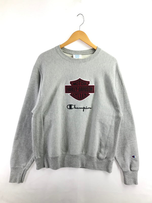 【中古品】【メンズ】 CHAMPION チャンピオン×HARLEY DAVIDSON ハーレーダビッドソン CREWNECK SWEATSHIRT GF70 クルーネック スウェットシャツ トレーナー 145-260925-na-19-tagh サイズ：M カラー：グレー 万代Net店