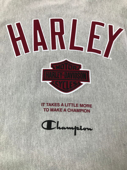 【中古品】【メンズ】 CHAMPION チャンピオン×HARLEY DAVIDSON ハーレーダビッドソン CREWNECK SWEATSHIRT GF70 クルーネック スウェットシャツ トレーナー 145-260925-na-19-tagh サイズ：M カラー：グレー 万代Net店