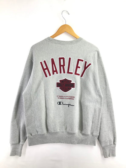 【中古品】【メンズ】 CHAMPION チャンピオン×HARLEY DAVIDSON ハーレーダビッドソン CREWNECK SWEATSHIRT GF70 クルーネック スウェットシャツ トレーナー 145-260925-na-19-tagh サイズ：M カラー：グレー 万代Net店
