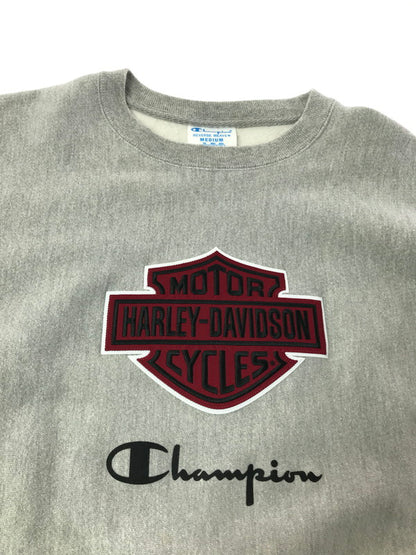 【中古品】【メンズ】 CHAMPION チャンピオン×HARLEY DAVIDSON ハーレーダビッドソン CREWNECK SWEATSHIRT GF70 クルーネック スウェットシャツ トレーナー 145-260925-na-19-tagh サイズ：M カラー：グレー 万代Net店