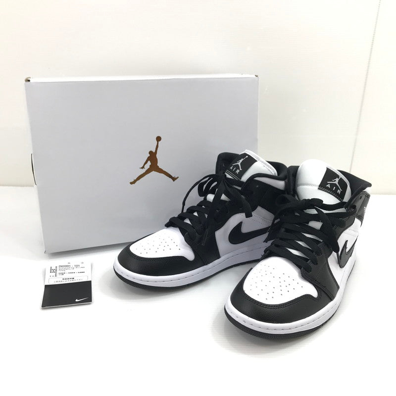 【中古美品】【レディース】 NIKE ナイキ WMNS AIR JORDAN 1 MID DV0991-101 ウィメンズ エアジョーダン 1 ミッド スニーカー 靴 166-260925-na-35-tagh サイズ：25.5cm US 8.5 カラー：WHITE/BLACK-WHITE 万代Net店