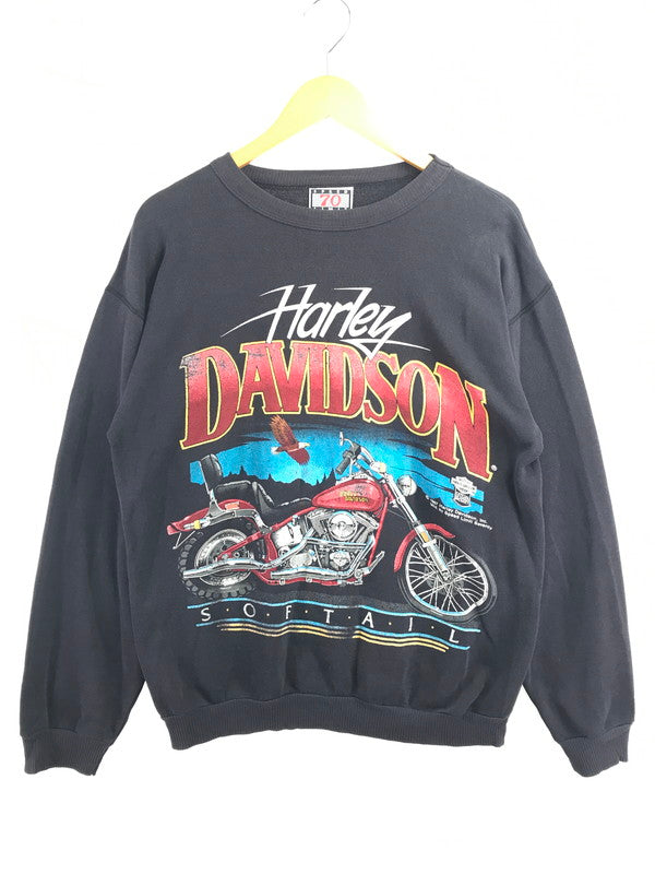 【中古品】【メンズ】 HARLEY DAVIDSON ハーレーダビッドソン 80's SPEED LIMIT PRINT SWEAT SHIRT 80年代 スピード リミット プリント Tシャツ トップス ヴィンテージ 146-260924-rt-09-tagh サイズ：L カラー：ブラック 万代Net店