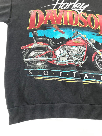 【中古品】【メンズ】 HARLEY DAVIDSON ハーレーダビッドソン 80's SPEED LIMIT PRINT SWEAT SHIRT 80年代 スピード リミット プリント Tシャツ トップス ヴィンテージ 146-260924-rt-09-tagh サイズ：L カラー：ブラック 万代Net店