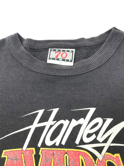 【中古品】【メンズ】 HARLEY DAVIDSON ハーレーダビッドソン 80's SPEED LIMIT PRINT SWEAT SHIRT 80年代 スピード リミット プリント Tシャツ トップス ヴィンテージ 146-260924-rt-09-tagh サイズ：L カラー：ブラック 万代Net店