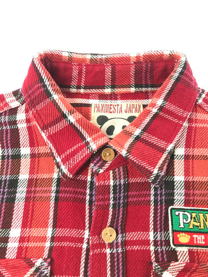 【中古品】【メンズ】 PANDIESTA JAPAN パンディエスタ ジャパン KUMANEKO KINSEI CAMPING PANDA CHECK LONG SLEEVE FLANNEL SHIRT 561600 145-260924-rt-18-tagh サイズ：XL カラー：レッド 万代Net店