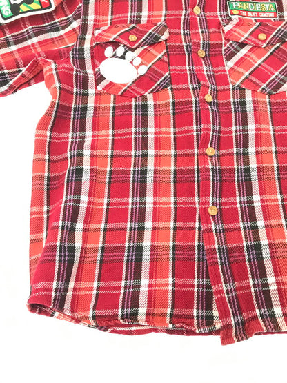 【中古品】【メンズ】 PANDIESTA JAPAN パンディエスタ ジャパン KUMANEKO KINSEI CAMPING PANDA CHECK LONG SLEEVE FLANNEL SHIRT 561600 145-260924-rt-18-tagh サイズ：XL カラー：レッド 万代Net店