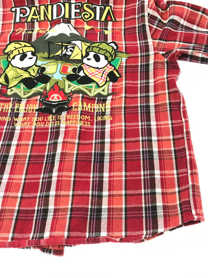 【中古品】【メンズ】 PANDIESTA JAPAN パンディエスタ ジャパン KUMANEKO KINSEI CAMPING PANDA CHECK LONG SLEEVE FLANNEL SHIRT 561600 145-260924-rt-18-tagh サイズ：XL カラー：レッド 万代Net店
