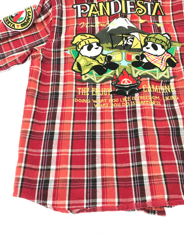 【中古品】【メンズ】 PANDIESTA JAPAN パンディエスタ ジャパン KUMANEKO KINSEI CAMPING PANDA CHECK LONG SLEEVE FLANNEL SHIRT 561600 145-260924-rt-18-tagh サイズ：XL カラー：レッド 万代Net店