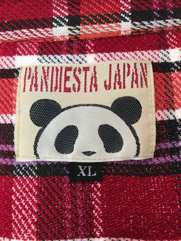 【中古品】【メンズ】 PANDIESTA JAPAN パンディエスタ ジャパン KUMANEKO KINSEI CAMPING PANDA CHECK LONG SLEEVE FLANNEL SHIRT 561600 145-260924-rt-18-tagh サイズ：XL カラー：レッド 万代Net店