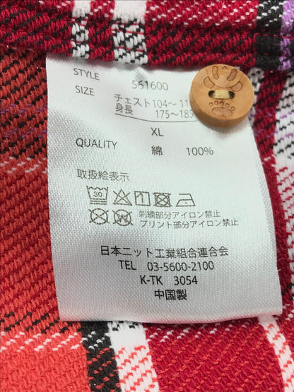【中古品】【メンズ】 PANDIESTA JAPAN パンディエスタ ジャパン KUMANEKO KINSEI CAMPING PANDA CHECK LONG SLEEVE FLANNEL SHIRT 561600 145-260924-rt-18-tagh サイズ：XL カラー：レッド 万代Net店