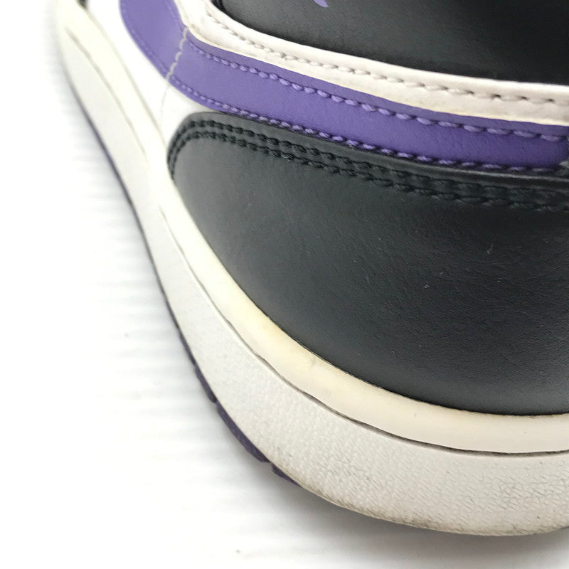 【現状渡し品】【メンズ】 NIKE ナイキ AIR JORDAN 1 MID BLACK COURT PURPLE 554724-095 エア ジョーダン 1 ミッド スニーカー 靴 160-260926-rt-02-tagh サイズ：26.5cm US8.5 カラー：BLACK/DARK IRIS-WHITE 万代Net店