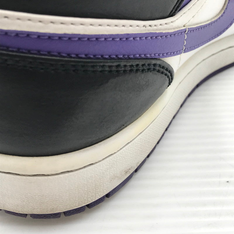 【現状渡し品】【メンズ】 NIKE ナイキ AIR JORDAN 1 MID BLACK COURT PURPLE 554724-095 エア ジョーダン 1 ミッド スニーカー 靴 160-260926-rt-02-tagh サイズ：26.5cm US8.5 カラー：BLACK/DARK IRIS-WHITE 万代Net店