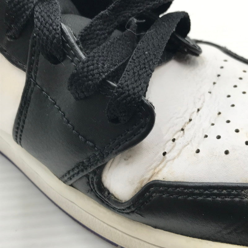 【現状渡し品】【メンズ】 NIKE ナイキ AIR JORDAN 1 MID BLACK COURT PURPLE 554724-095 エア ジョーダン 1 ミッド スニーカー 靴 160-260926-rt-02-tagh サイズ：26.5cm US8.5 カラー：BLACK/DARK IRIS-WHITE 万代Net店