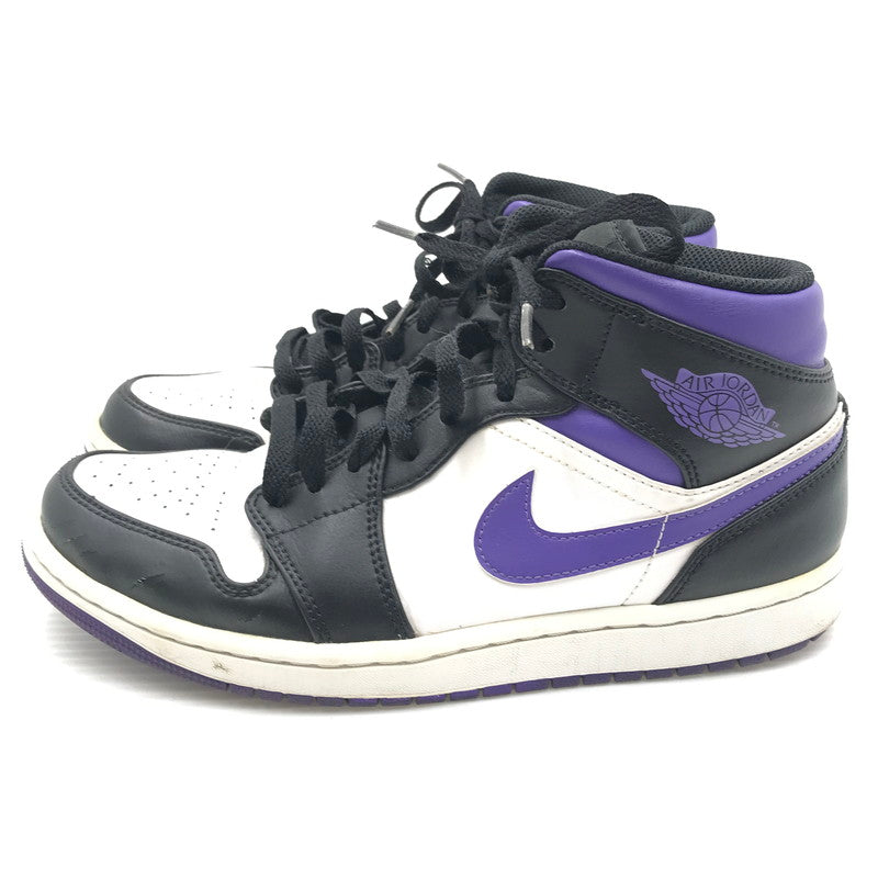 【現状渡し品】【メンズ】 NIKE ナイキ AIR JORDAN 1 MID BLACK COURT PURPLE 554724-095 エア ジョーダン 1 ミッド スニーカー 靴 160-260926-rt-02-tagh サイズ：26.5cm US8.5 カラー：BLACK/DARK IRIS-WHITE 万代Net店