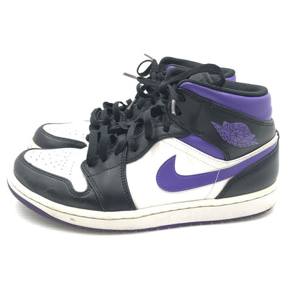 【現状渡し品】【メンズ】 NIKE ナイキ AIR JORDAN 1 MID BLACK COURT PURPLE 554724-095 エア ジョーダン 1 ミッド スニーカー 靴 160-260926-rt-02-tagh サイズ：26.5cm US8.5 カラー：BLACK/DARK IRIS-WHITE 万代Net店