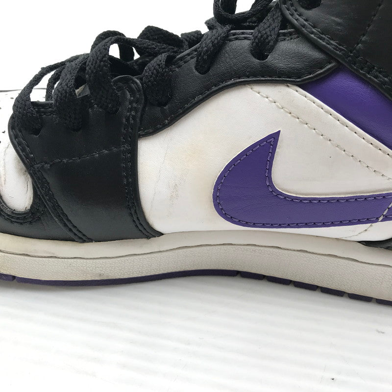 【現状渡し品】【メンズ】 NIKE ナイキ AIR JORDAN 1 MID BLACK COURT PURPLE 554724-095 エア ジョーダン 1 ミッド スニーカー 靴 160-260926-rt-02-tagh サイズ：26.5cm US8.5 カラー：BLACK/DARK IRIS-WHITE 万代Net店