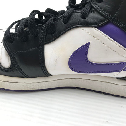【現状渡し品】【メンズ】 NIKE ナイキ AIR JORDAN 1 MID BLACK COURT PURPLE 554724-095 エア ジョーダン 1 ミッド スニーカー 靴 160-260926-rt-02-tagh サイズ：26.5cm US8.5 カラー：BLACK/DARK IRIS-WHITE 万代Net店