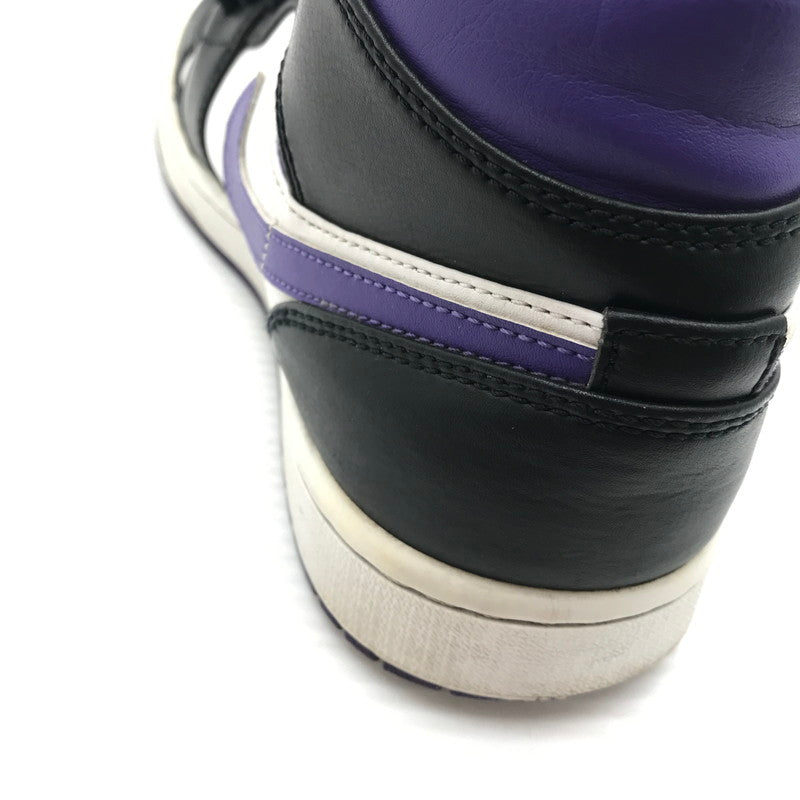 【現状渡し品】【メンズ】 NIKE ナイキ AIR JORDAN 1 MID BLACK COURT PURPLE 554724-095 エア ジョーダン 1 ミッド スニーカー 靴 160-260926-rt-02-tagh サイズ：26.5cm US8.5 カラー：BLACK/DARK IRIS-WHITE 万代Net店