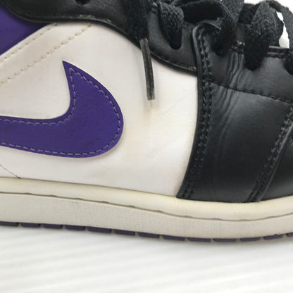 【現状渡し品】【メンズ】 NIKE ナイキ AIR JORDAN 1 MID BLACK COURT PURPLE 554724-095 エア ジョーダン 1 ミッド スニーカー 靴 160-260926-rt-02-tagh サイズ：26.5cm US8.5 カラー：BLACK/DARK IRIS-WHITE 万代Net店