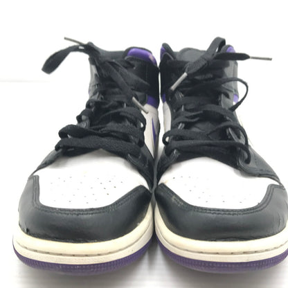 【現状渡し品】【メンズ】 NIKE ナイキ AIR JORDAN 1 MID BLACK COURT PURPLE 554724-095 エア ジョーダン 1 ミッド スニーカー 靴 160-260926-rt-02-tagh サイズ：26.5cm US8.5 カラー：BLACK/DARK IRIS-WHITE 万代Net店