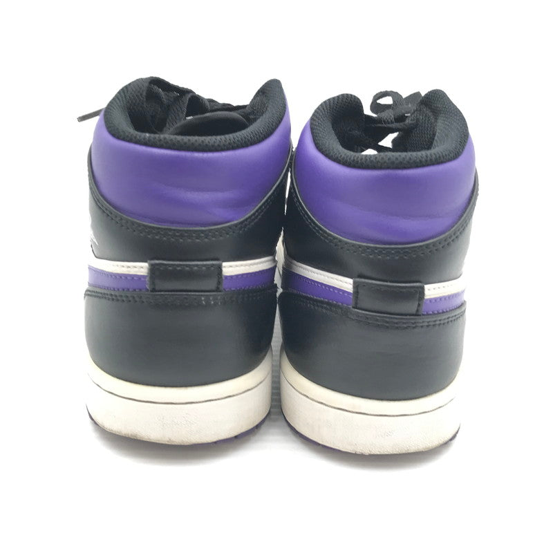 【現状渡し品】【メンズ】 NIKE ナイキ AIR JORDAN 1 MID BLACK COURT PURPLE 554724-095 エア ジョーダン 1 ミッド スニーカー 靴 160-260926-rt-02-tagh サイズ：26.5cm US8.5 カラー：BLACK/DARK IRIS-WHITE 万代Net店