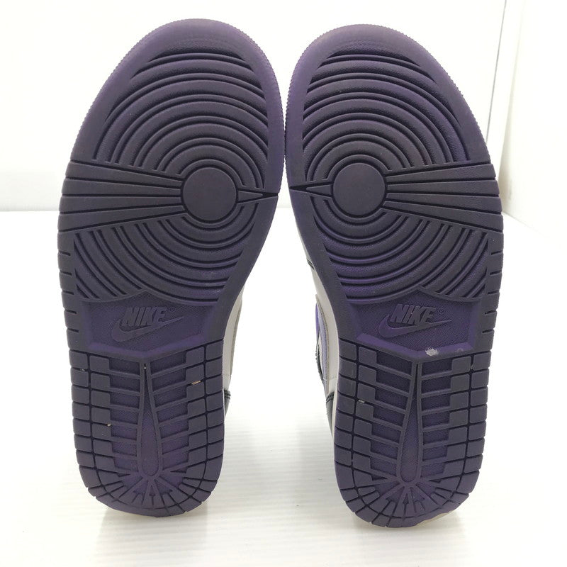 【現状渡し品】【メンズ】 NIKE ナイキ AIR JORDAN 1 MID BLACK COURT PURPLE 554724-095 エア ジョーダン 1 ミッド スニーカー 靴 160-260926-rt-02-tagh サイズ：26.5cm US8.5 カラー：BLACK/DARK IRIS-WHITE 万代Net店