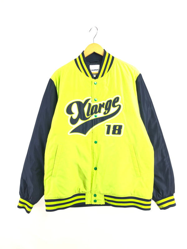 【中古品】【メンズ】 XLARGE エクストララージ SCRIPT LOGO VARSITY PUFF JACKET 01183510 スクリプト ロゴ バーシティー ジャケット アウター 142-260930-rt-11-tagh サイズ：XL カラー：ライム 万代Net店