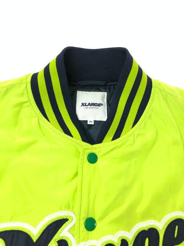 【中古品】【メンズ】 XLARGE エクストララージ SCRIPT LOGO VARSITY PUFF JACKET 01183510 スクリプト ロゴ バーシティー ジャケット アウター 142-260930-rt-11-tagh サイズ：XL カラー：ライム 万代Net店